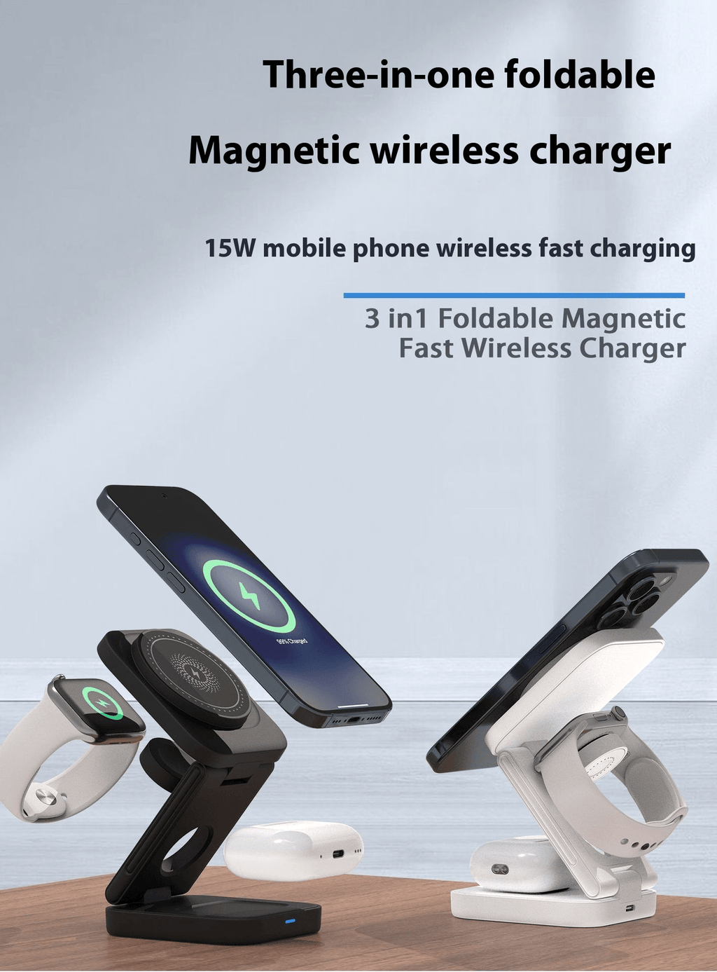 3 IN 1 FOLDABLE WIRELESS CHARGER - Valence & Co.