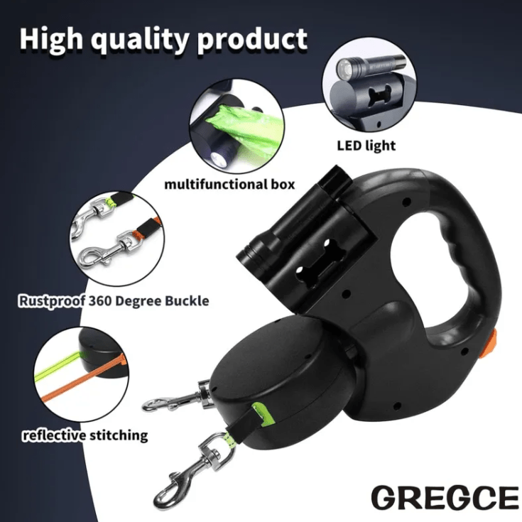 Dual Retractable Dog Leash - Valence & Co.